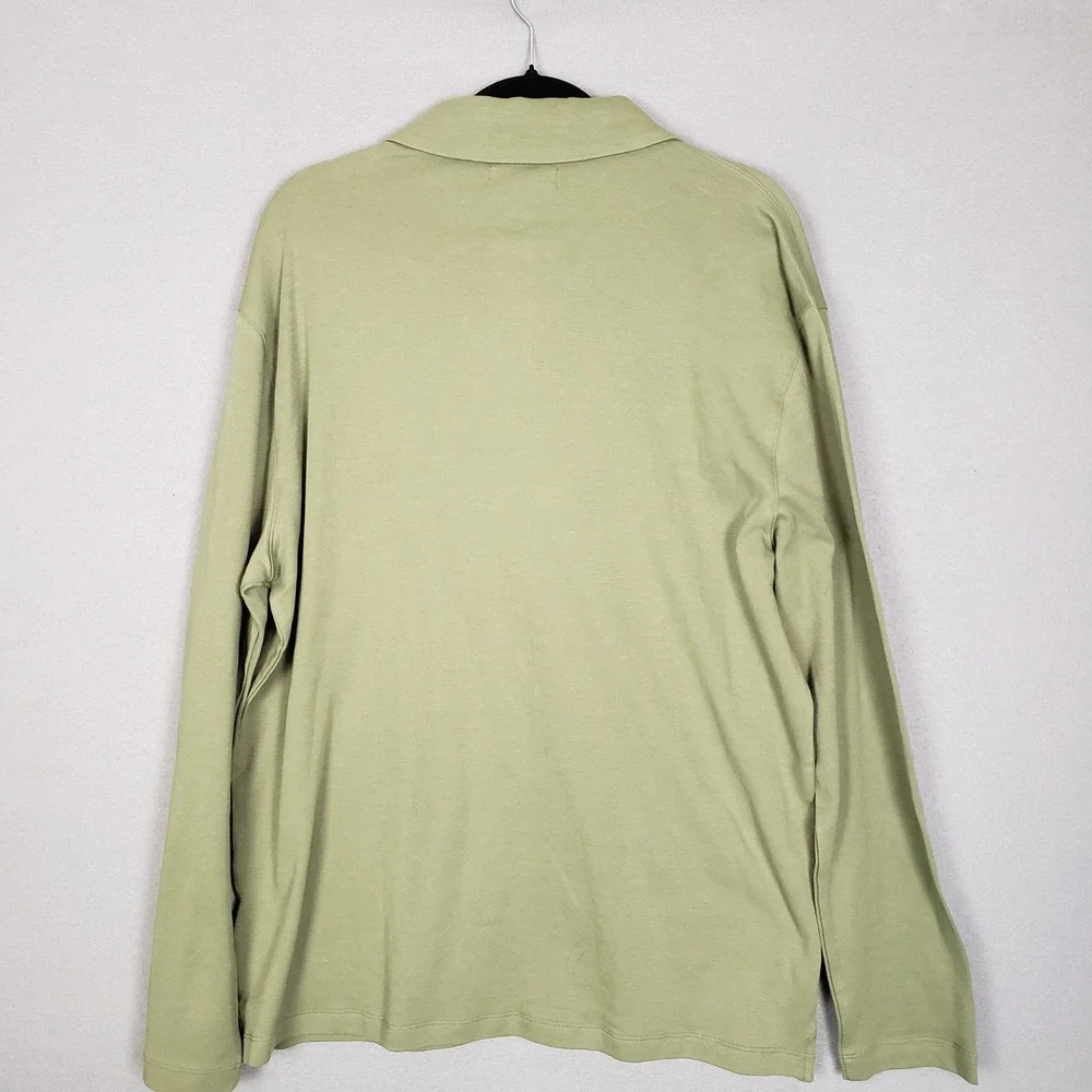 Banana Republic Long Sleeve Luxe Touch Polo Shirt Green Collared Pullover NWT